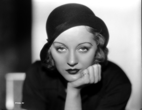 Bette Davis Portrait in Parted Short Curls and Knitted White Long Sleeves Photo Print - Item # VARCEL693365