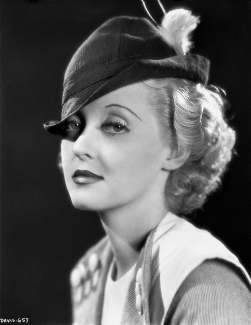 Bette Davis Portrait in Black Wool Hat and White Vest Shirt with Marcel Waves Photo Print - Item # VARCEL693436