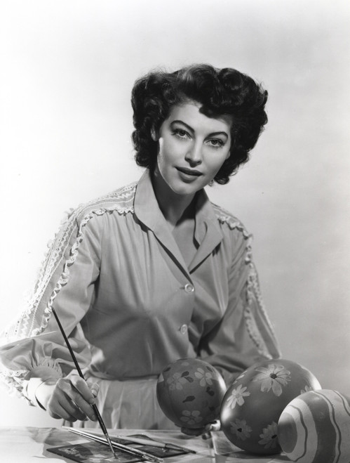 Ava Gardner on a Long Sleeve Top and Painting Portrait Photo Print - Item # VARCEL693651