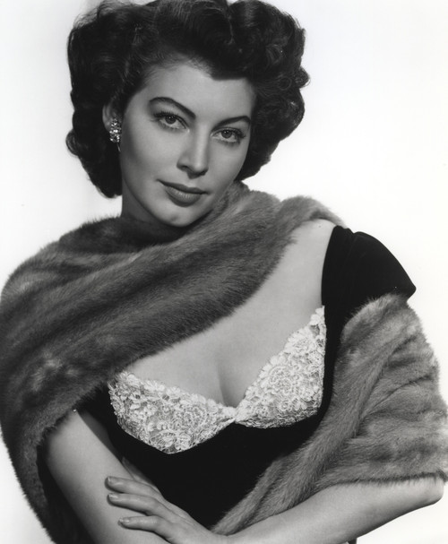 Ava Gardner posed in Black and White Portrait with Furry Scarf Photo Print - Item # VARCEL693659