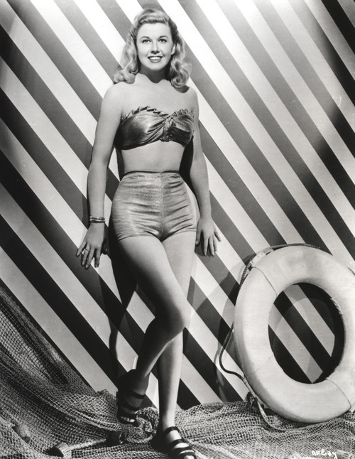 Doris Day Posed in Classic with Stripes Background Photo Print - Item # VARCEL693699