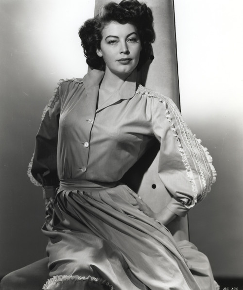 Portrait of Ava Gardner posed in Long Dress in Black and White Photo Print - Item # VARCEL693717