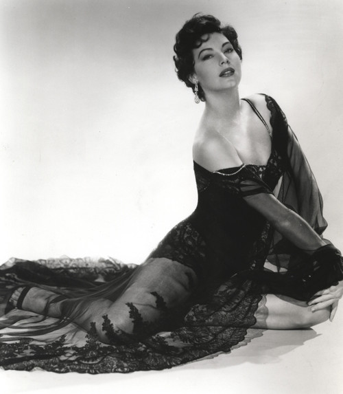 Black and White Portrait of Ava Gardner in Sexy Black Lingerie Photo Print - Item # VARCEL693771
