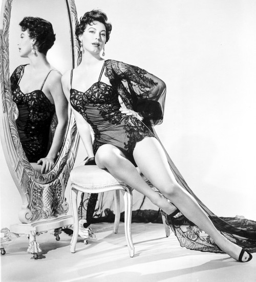 Ava Gardner posed in Black Lingerie on the Mirror Photo Print - Item # VARCEL693775