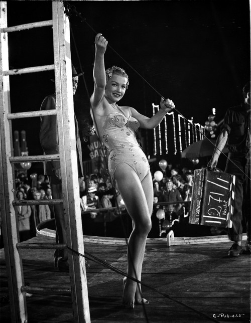 Anne Baxter on a Swimsuit Dancing and smiling backstage Photo Print - Item # VARCEL693813