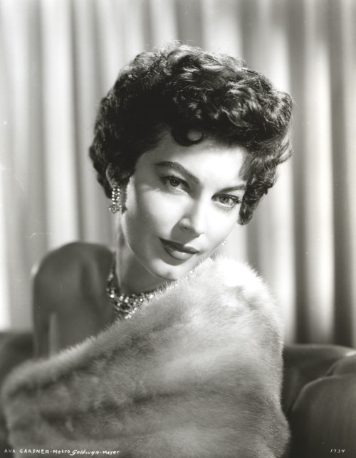 Ava Gardner posed in Fluffy Coat with Silver Necklace and Hook Earrings Photo Print - Item # VARCEL693893
