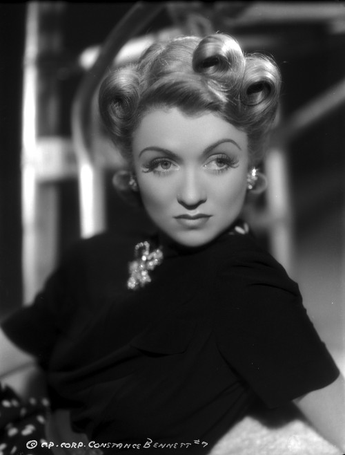 Constance Bennett on a Turtle Neck Top with Brooch sitting and Leaning Portrait Photo Print - Item # VARCEL694139