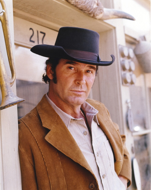 James Garner Portrait in Brown Corduroy Suit and White Lien Collar Shirt with Black Velvet Brimmed Hat Photo Print - Item # VARCEL694140