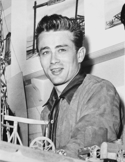James Dean Portrait in Grey Velvet Suit with Black Collar and Brushed Up Hair Photo Print - Item # VARCEL694199
