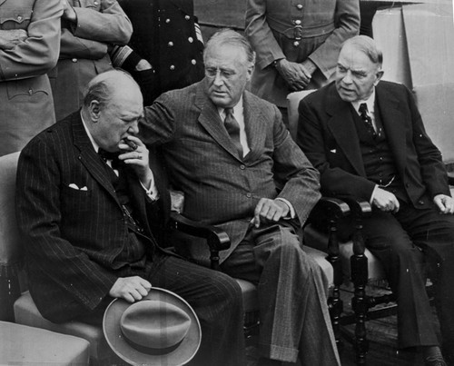 Franklin Roosevelt sitting with Wintson Churchill Photo Print - Item # VARCEL694409