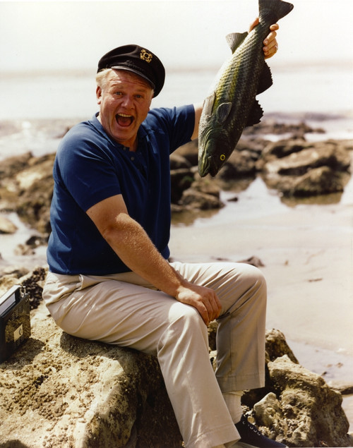 Gilligan's Island Alan Hale Jr With Fish sitting Holding a Fish Photo Print - Item # VARCEL694471