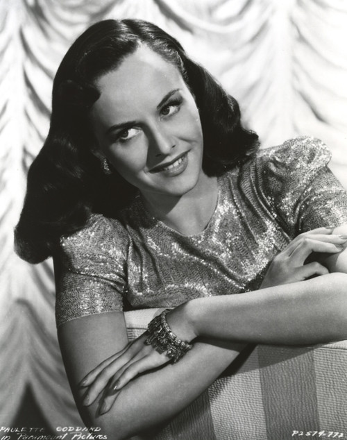 Paulette Goddard Posed in Silk and Glittering Dress Photo Print - Item # VARCEL694681