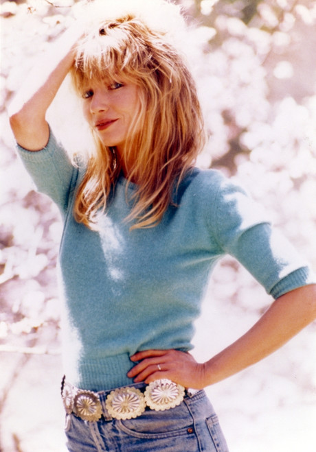 Rebecca Demornay Hand on Hips Pose wearing Blue Sweater Photo Print - Item # VARCEL694694