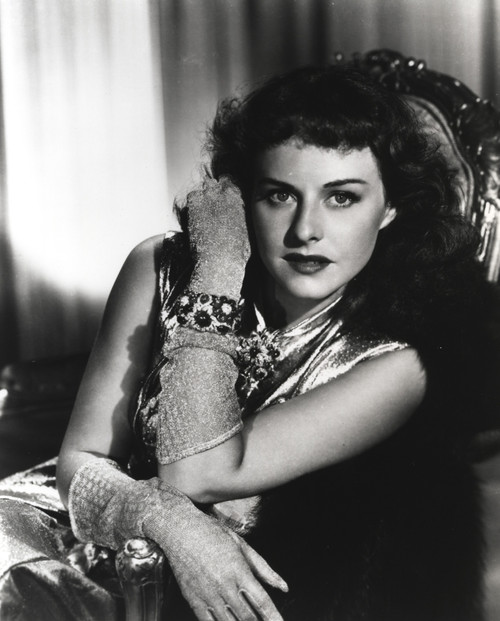 Paulette Goddard Seated in Silk Dress with Gloves Portrait Photo Print - Item # VARCEL694742