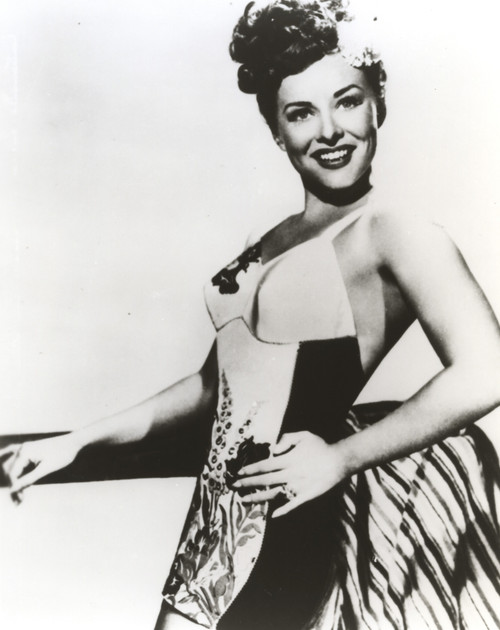 Paulette Goddard Posed with One Hand on Waist in Sexy Printed Dress Portrait Photo Print - Item # VARCEL694765