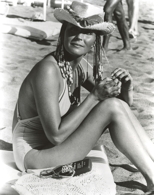 Bo Derek on Sand in Swimsuit with Hat Photo Print - Item # VARCEL694832