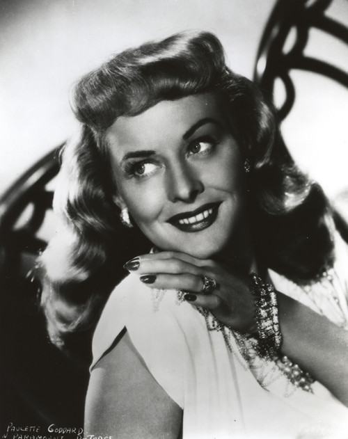 Paulette Goddard smiling in White Dress Close Up Portrait Photo Print - Item # VARCEL694834