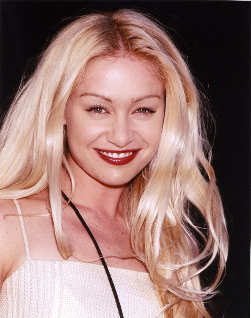 Portia Derossi smiling in White Sleeveless Portrait Photo Print - Item # VARCEL694865