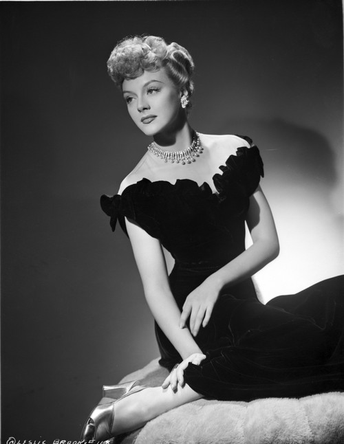 Leslie Brooks Portrait in Classic wearing Black Dress with Pearl Necklace Photo Print - Item # VARCEL694946