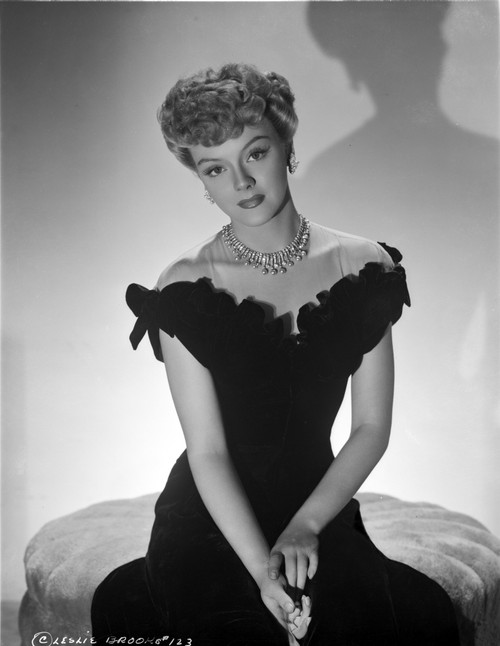 Leslie Brooks posed in Black Dress with Diamond Necklace Photo Print - Item # VARCEL694954