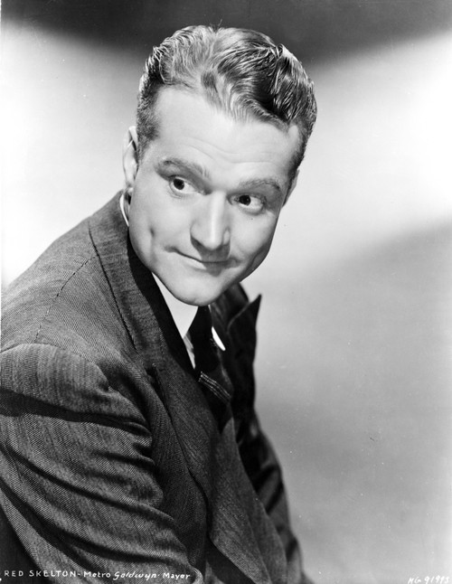 Red Skelton Looking Away in Formal Suit Black and White Portrait Photo Print - Item # VARCEL694964