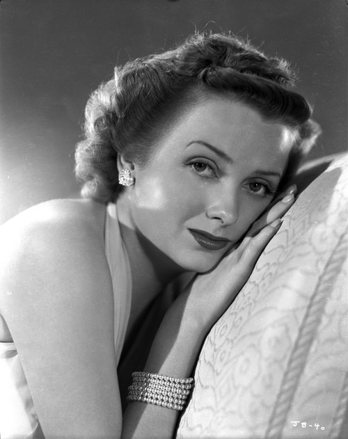 Jean Brooks Portrait in White Halter Strap Silk Dress and Pearl Bracelet Photo Print - Item # VARCEL694974