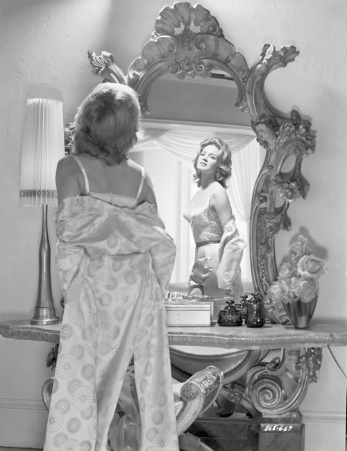 Angie Dickinson Posed in the Mirror Black and White Photo Print - Item # VARCEL695085