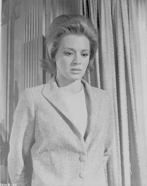 Angie Dickinson Looking Down wearing Coat Black and White Photo Print - Item # VARCEL695121