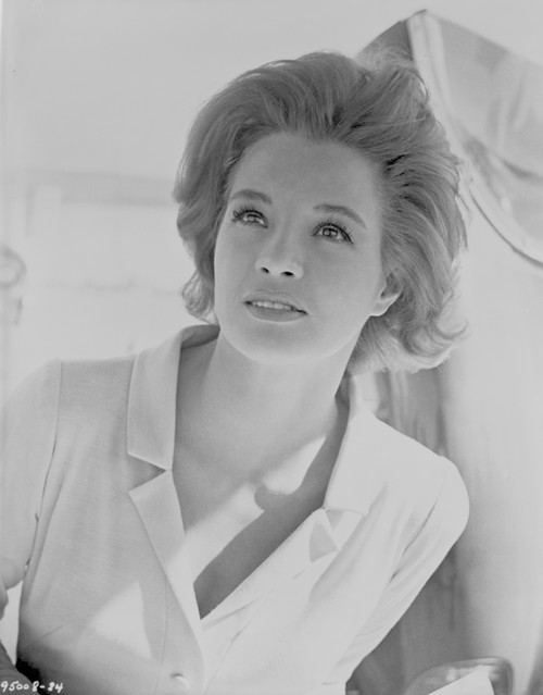 Angie Dickinson Looking Up wearing a White Long Sleeves in Classic Close Up Portrait Photo Print - Item # VARCEL695134