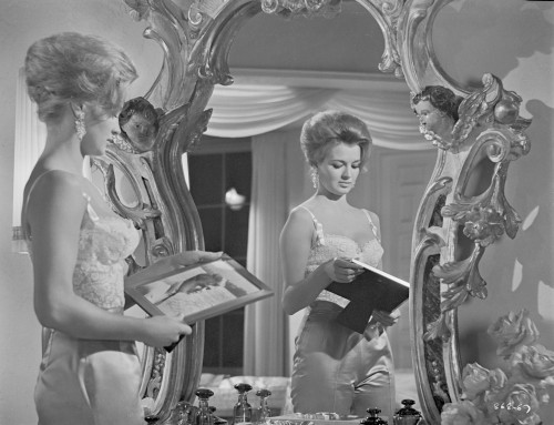 Angie Dickinson in the Mirror in Lingerie Black and White Photo Print - Item # VARCEL695174