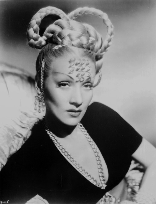 Marlene Dietrich Posed in Black Dress with Braided Hairstyle Photo Print - Item # VARCEL695210