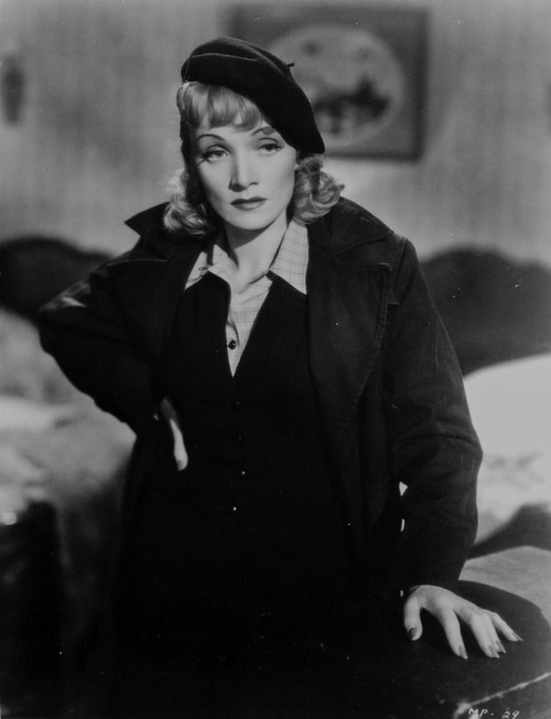 Marlene Dietrich Posed In Black Suit with White Collar Photo Print - Item # VARCEL695253
