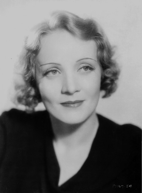 Marlene Dietrich Posed in Black V-neck Dress with Dark lipstick Photo Print - Item # VARCEL695273