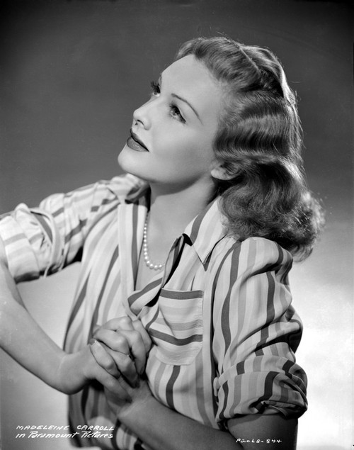 Madeleine Carroll Looking Up in Stripes Blouse Portrait Photo Print - Item # VARCEL695563