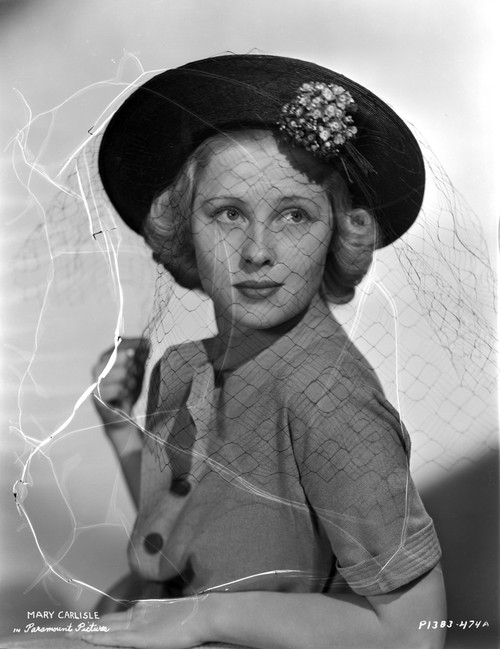 Mary Carlisle Portrait wearing Hat with Veil Photo Print - Item # VARCEL695719