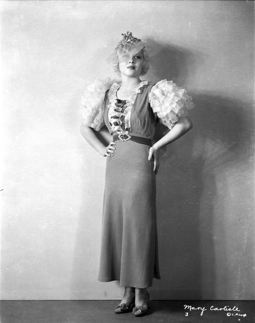 Mary Carlisle Posed in Black and White Dress with Veil Photo Print - Item # VARCEL695727