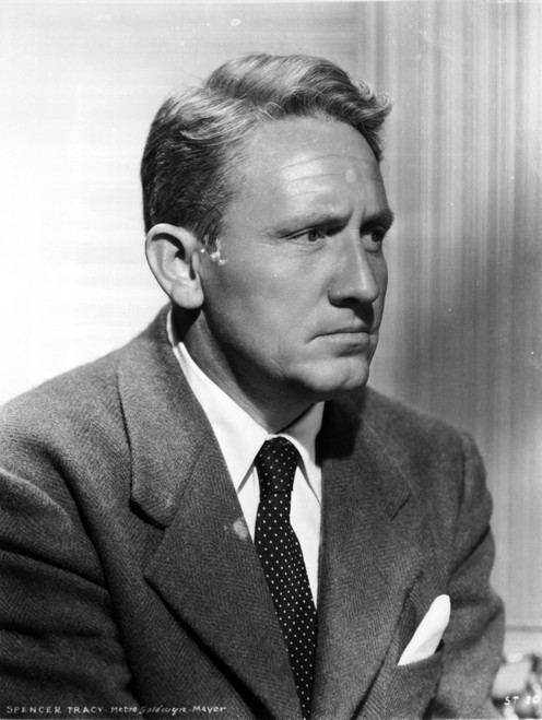 Spencer Tracy Cast Member Looking Away wearing Formal Suit in Black and White Portrait Photo Print - Item # VARCEL695716