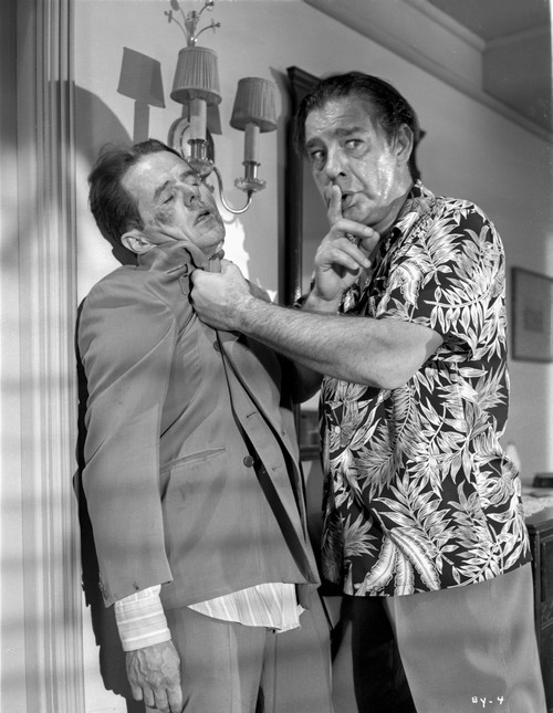 Behave Yourself Man in Floral Shirt Grabbing a Knocked Out Guy in Grey Suit Photo Print - Item # VARCEL703120