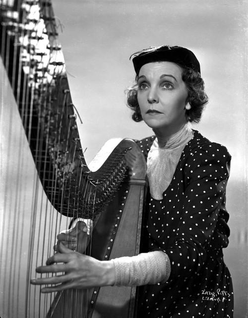 Zasu Pitts Playing Harp in polka dot Dress Photo Print - Item # VARCEL703130