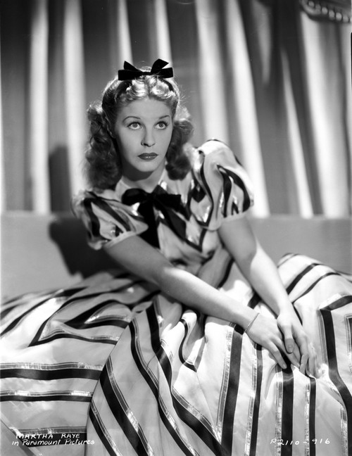 Martha Raye Portrait in Black and White Stripe Dress Photo Print - Item # VARCEL703499