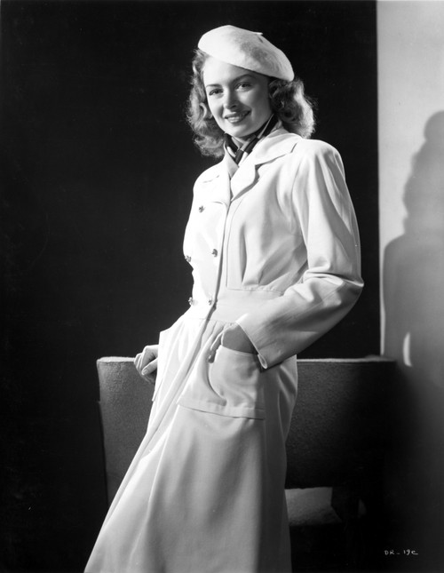 Donna Reed on a Coat and Leaning Photo Print - Item # VARCEL703554