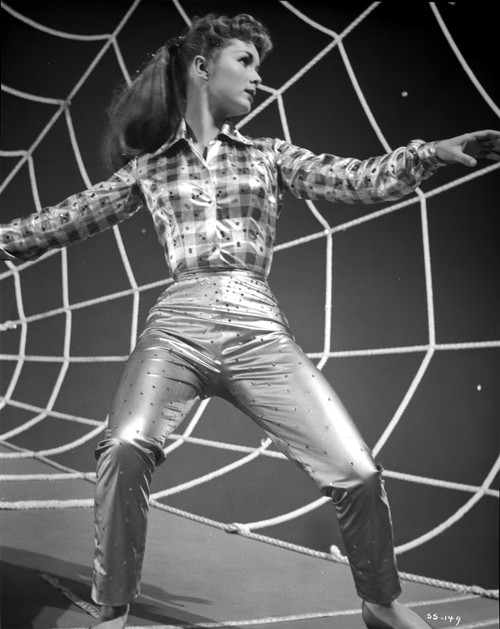 Debbie Reynolds Portrait in Checkered Top on a Spider Web Photo Print - Item # VARCEL703651