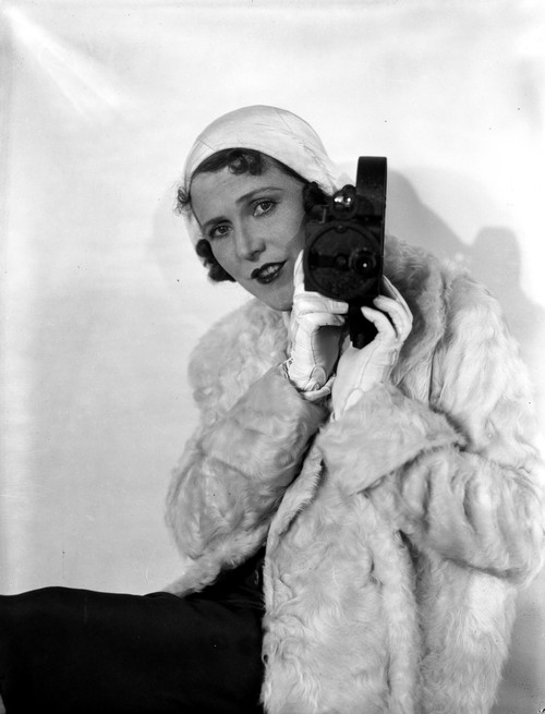 Ruth Roland Holding Camera in Furry Coat Portrait Photo Print - Item # VARCEL703885