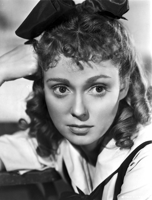 Martha Scott Portrait wearing Ribbon Hairband in Black and White Photo Print