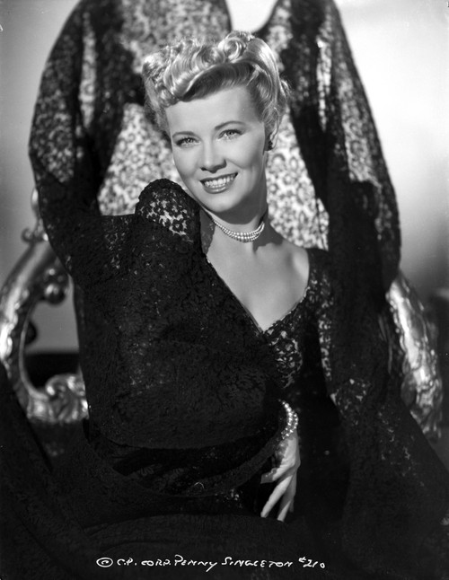 Penny Singleton smiling in Black Floral Dress Portrait Photo Print - Item # VARCEL704585
