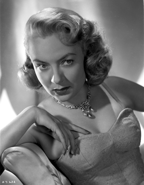 Audrey Totter Posed in White Gown with Silver Necklace Photo Print - Item # VARCEL705159