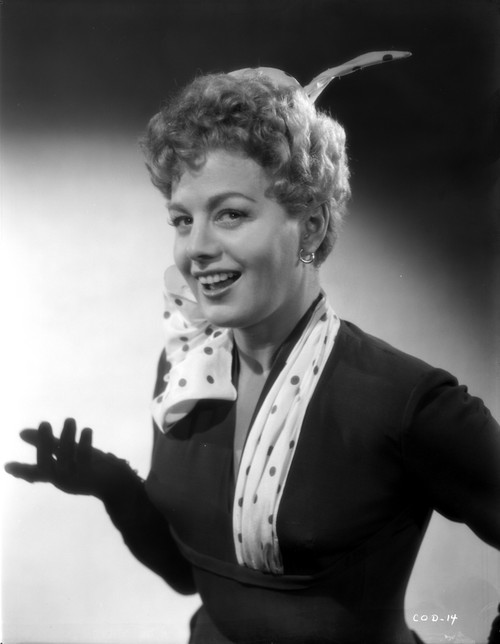 Shelley Winters Portrait in Black Shirt and White Polka Dot Scarf Photo Print - Item # VARCEL705593