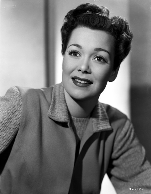 Jane Wyman Portrait in Grey Linen Long Sleeve Corduroy Coat and Cotton Shirt Photo Print - Item # VARCEL705849
