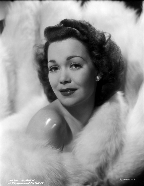 Jane Wyman Portrait in White Fur Pelt Boa on the Shoulders Photo Print - Item # VARCEL705828