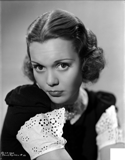 Jane Wyman Portrait in Black Velvet Short Sleeve Dress with Curtain Curl Hair Photo Print - Item # VARCEL705868